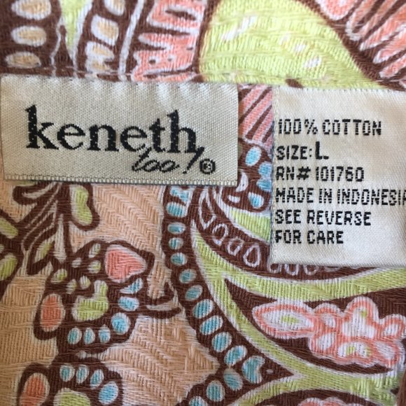 Keneth Too! 100% Cotton Paisley Floral Print Button Jacket Women’s Large Vintage - Picture 6 of 13